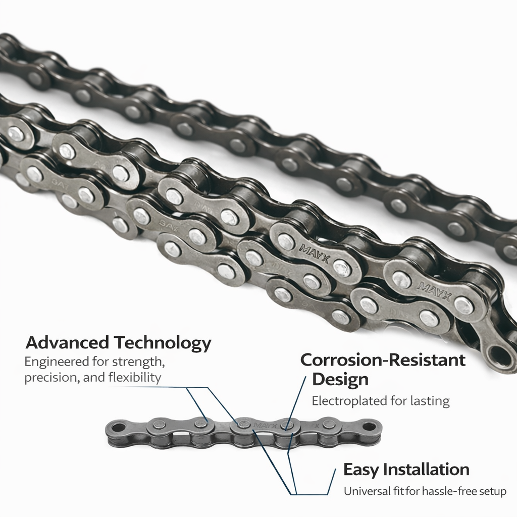 X410 Single Speed Bicycle Chain with 116 Links Made from Durable Carbon Steel, Smooth and Wear-Resistant Design, Includes Clip Master Link for Easy Installation, Ideal for Single Speed Bikes, BMX, Fix