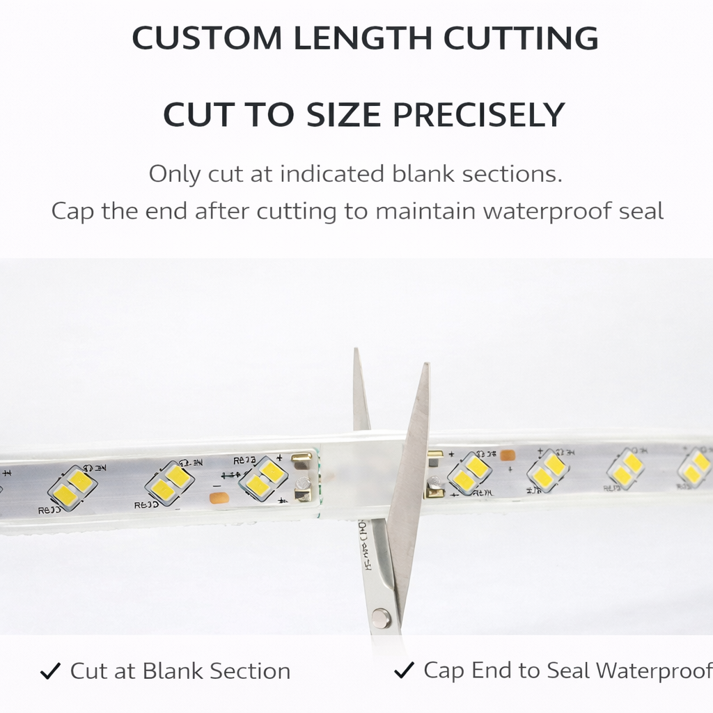 5 Meter LED Strip Light 110V/220V Warm White High Brightness Flexible Rope Light with Power Plug, IP65 Waterproof PVC Encased LED Strip for Indoor and Outdoor Decoration, Architectural and Industrial