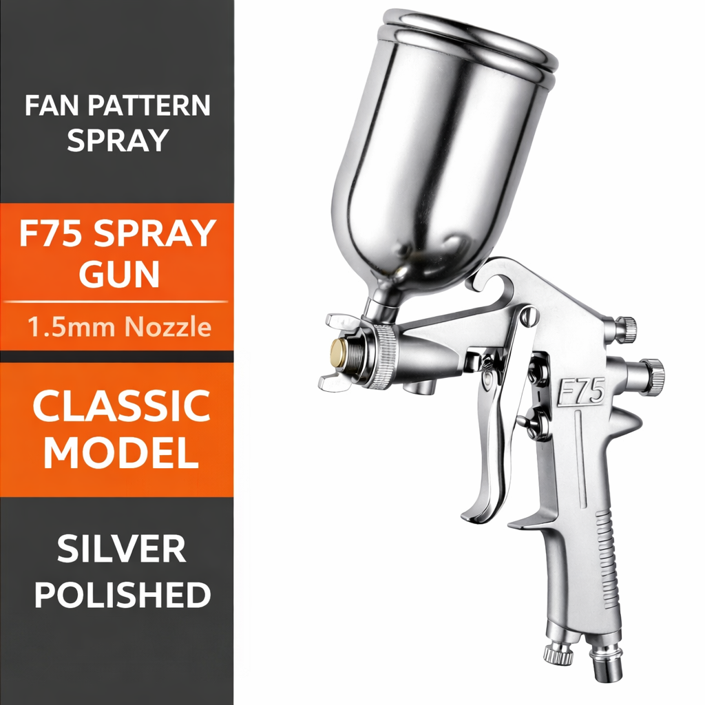 F75 Professional Paint Spray Gun Pneumatic Upper Pot Design, 1.5mm Nozzle, High Atomization Aluminum Spray Gun for Furniture, Automotive, Water-Based, Oil-Based and Metal Paint Applications