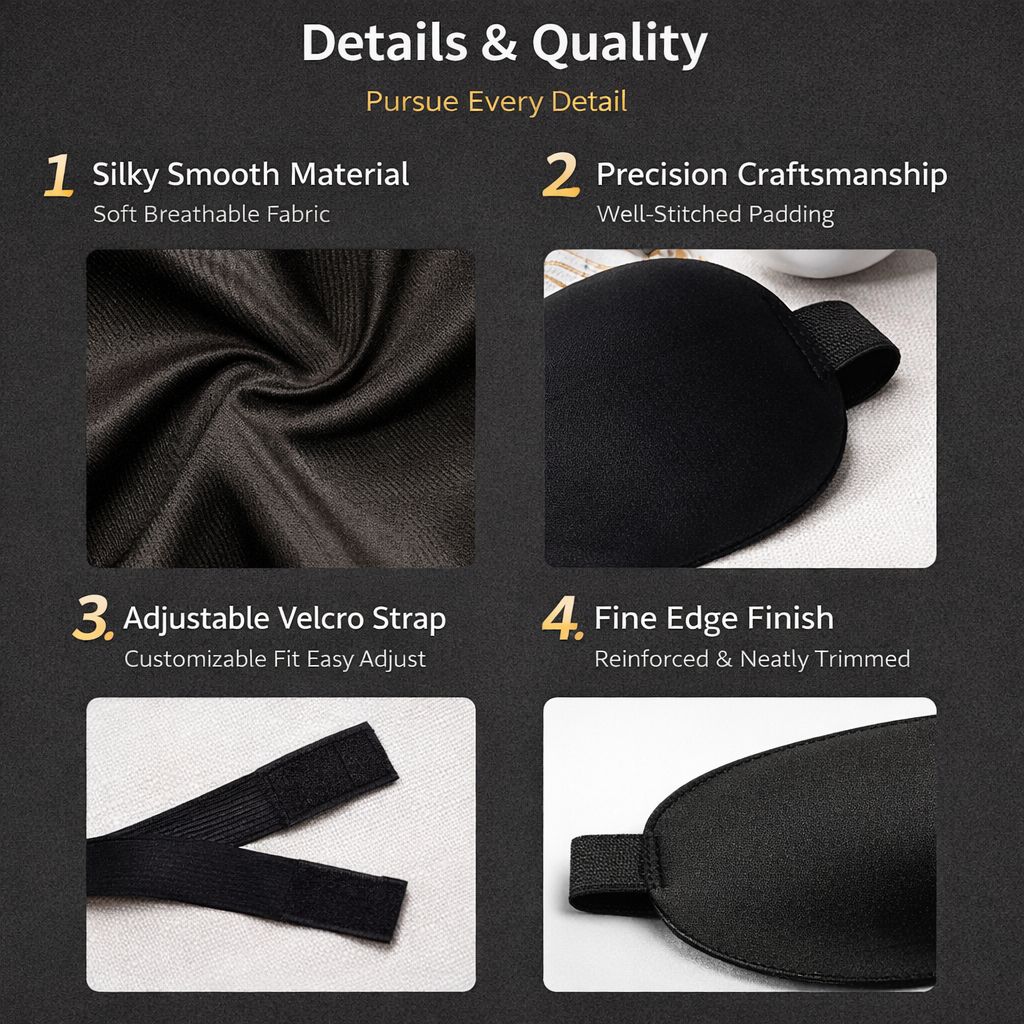 3D Contoured Sleep Eye Mask with Advanced Nose Shield, Total Light Blocking Design, Soft Breathable Fabric, Pressure-Free Eye Cups and Adjustable Elastic Strap for Travel, Home and Office Rest