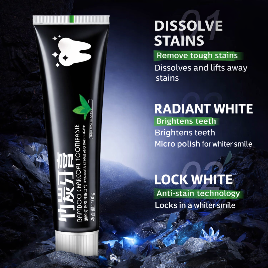 Bamboo Charcoal Toothpaste 105g Deep Cleaning Whitening Toothpaste with Real Bamboo Charcoal for Removing Stains, Reducing Yellowing, Freshening Breath, and Improving Daily Oral Hygiene Care