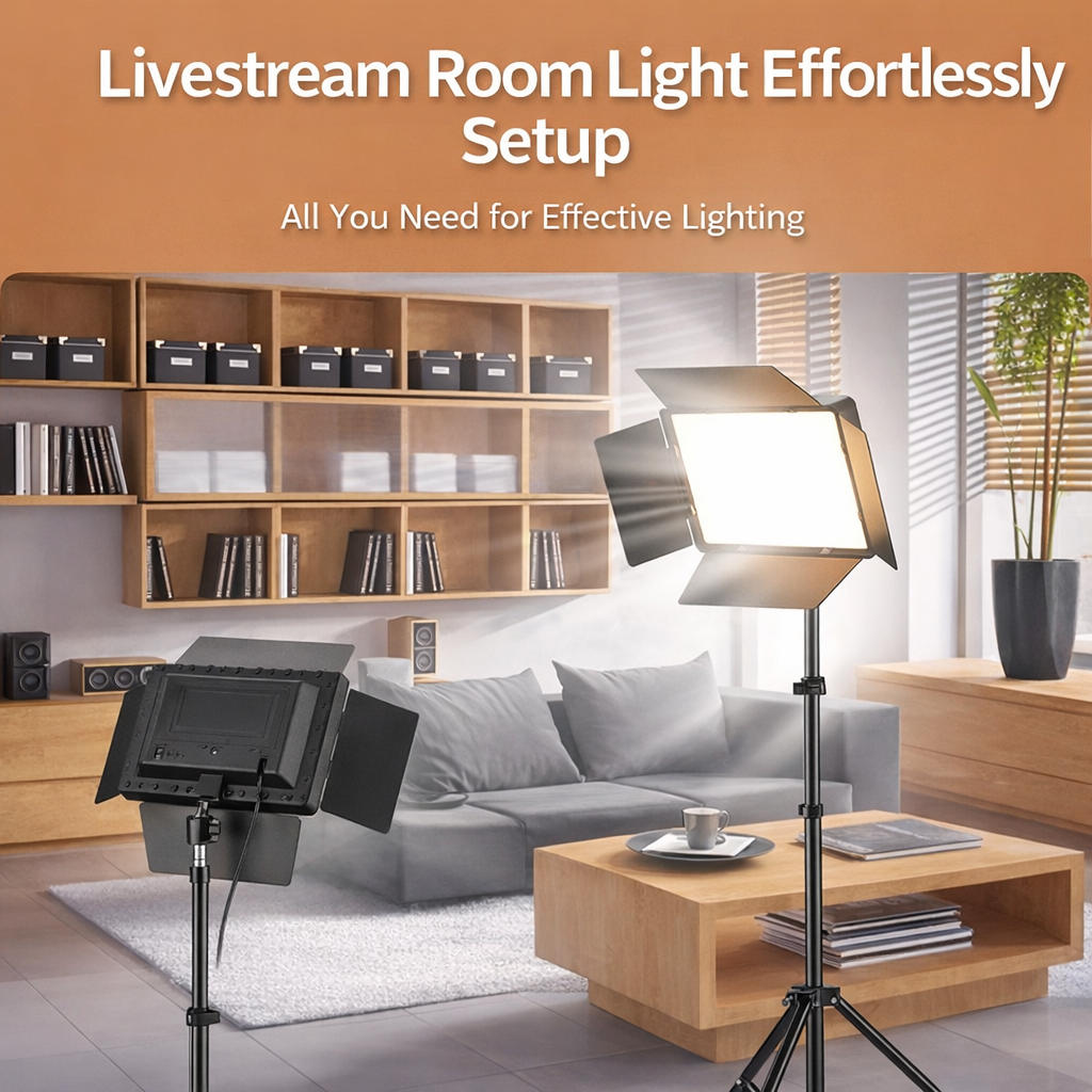 10-Inch Square LED Fill Light Kit with 2.1m Adjustable Stand, Professional Panel Light for Livestreaming, Beauty Makeup, Photography, Video Recording, Content Creation and Studio Lighting Setup