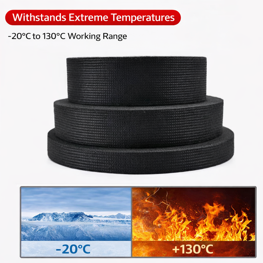 15M Car Flannel Wire Harness Tape, Flame Retardant Cloth Electrical Tape with Polyester Base, Noise Reduction and Abrasion Resistant Cable Wrap for Automotive, Home Appliance and Electronic Wiring