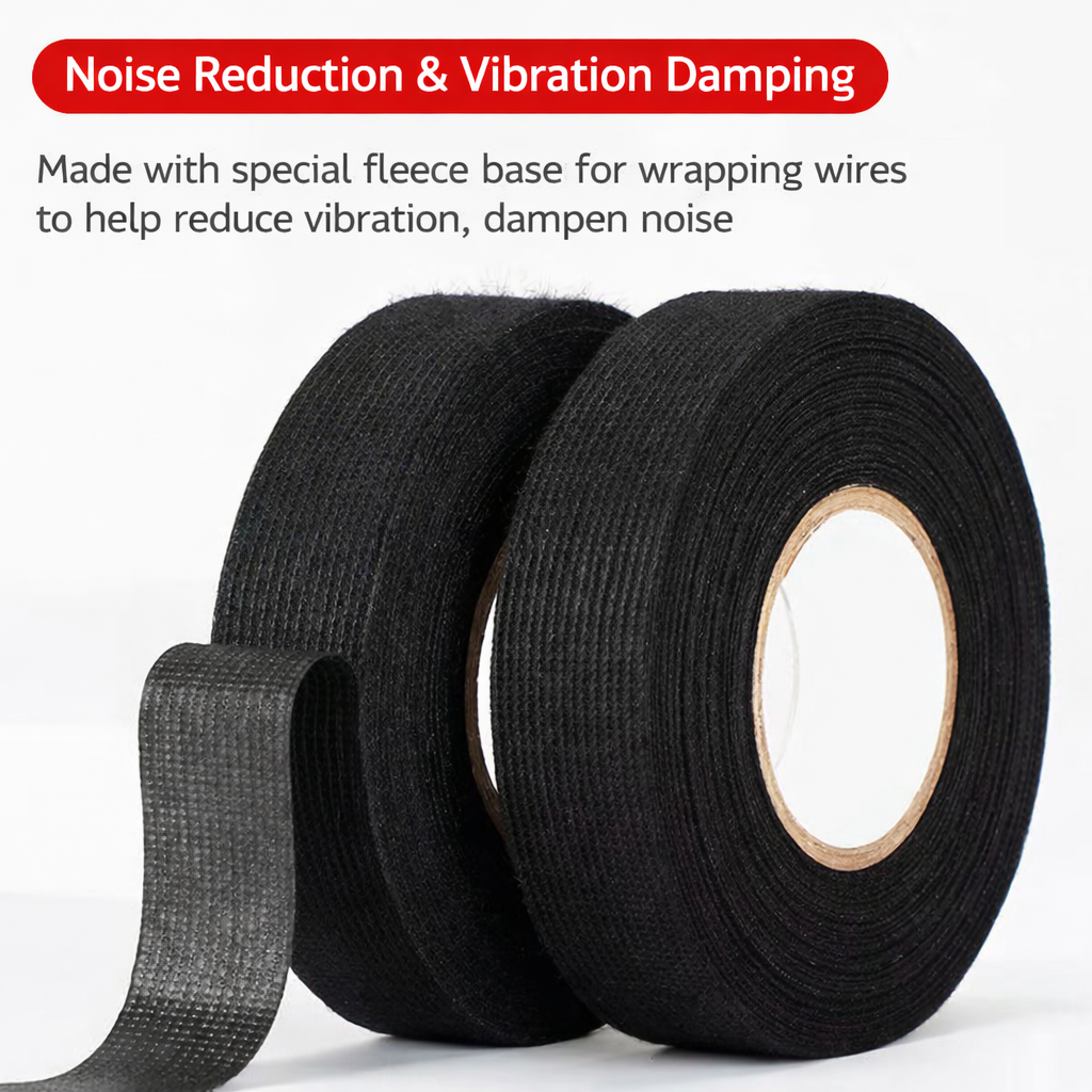 15M Car Flannel Wire Harness Tape, Flame Retardant Cloth Electrical Tape with Polyester Base, Noise Reduction and Abrasion Resistant Cable Wrap for Automotive, Home Appliance and Electronic Wiring