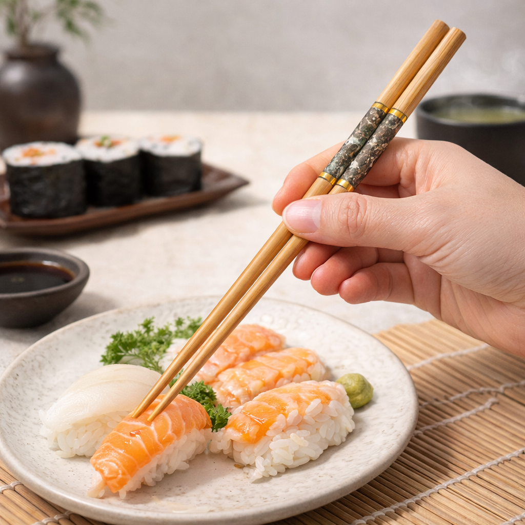 10 Pair Bamboo Chopsticks Set with Five-Color Marble Pattern, Mould-Free Natural Bamboo Chopsticks for Household, Hotel and Restaurant Use, Chopsticks Set with Kraft Paper Gift Box Packaging