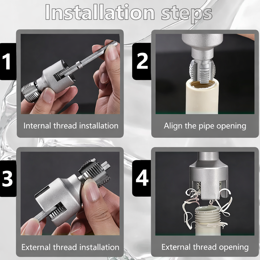 Professional Water Pipe Threader Tool Outer-Inner Tap & Reamer Tool for 1/2” and 3/4” Pipes, Creates Clean Internal and External Threads on PVC and Plastic Pipes, Ideal for Plumbing Repair