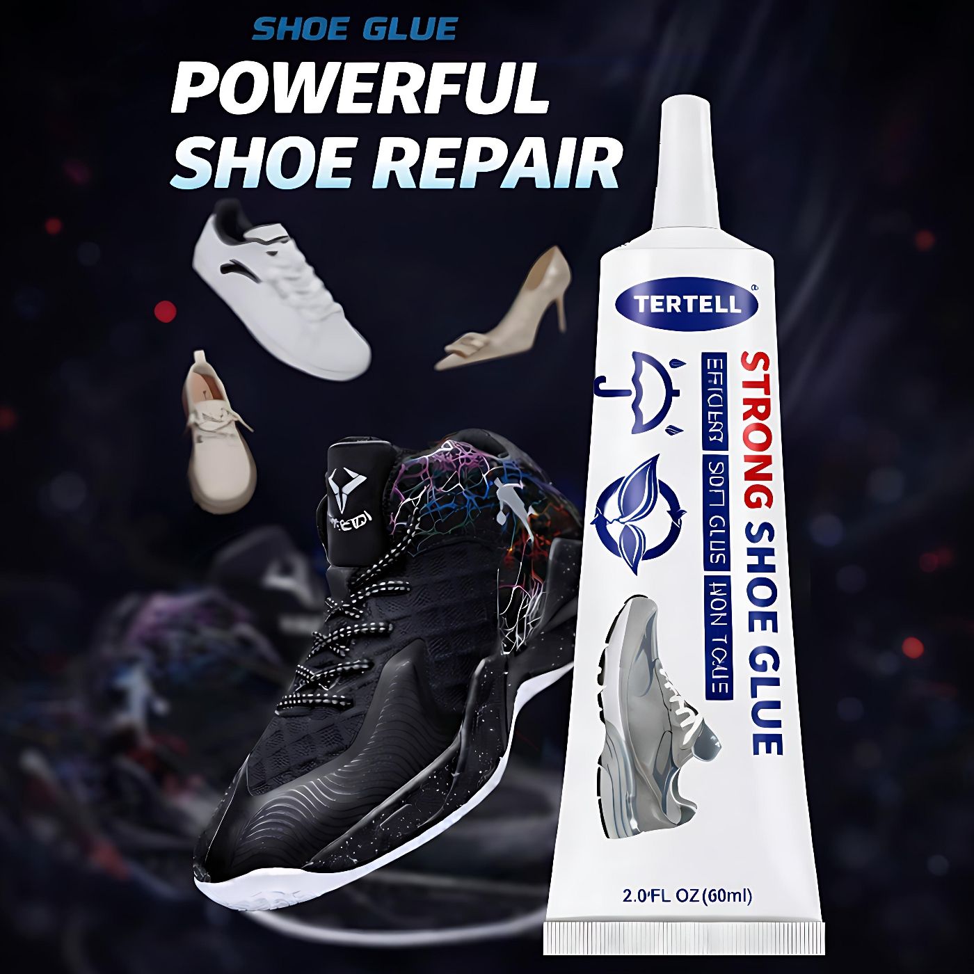 Strong Shoe Glue Waterproof Repair Adhesive, Transparent Flexible Shoe Bonding Glue for Sneakers, Leather Shoes, Soles, Heels and Fabric, Strong Hold, Non-Toxic, Won’t Yellow or Harden, Long-Lasting