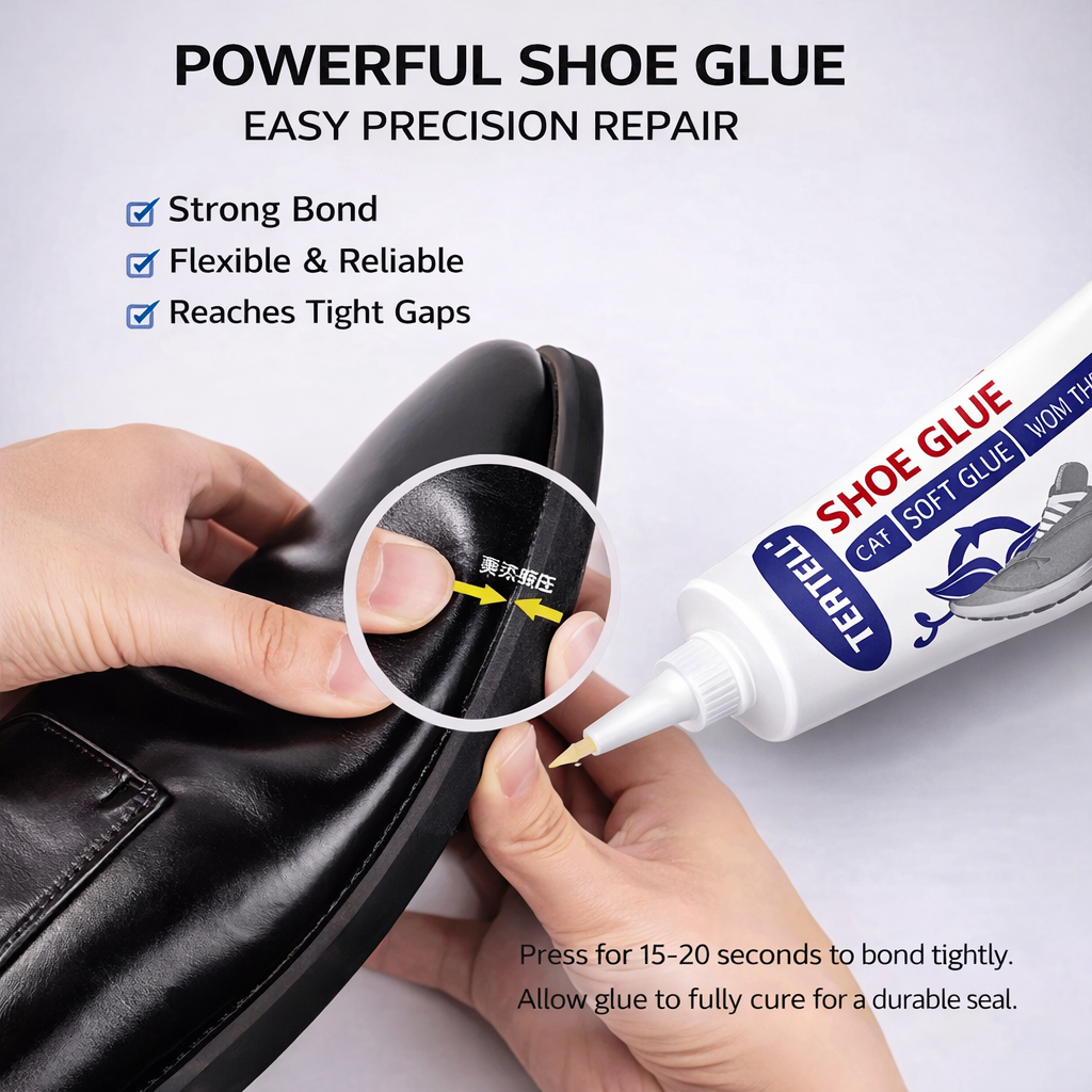 Strong Shoe Glue Waterproof Repair Adhesive, Transparent Flexible Shoe Bonding Glue for Sneakers, Leather Shoes, Soles, Heels and Fabric, Strong Hold, Non-Toxic, Won’t Yellow or Harden, Long-Lasting