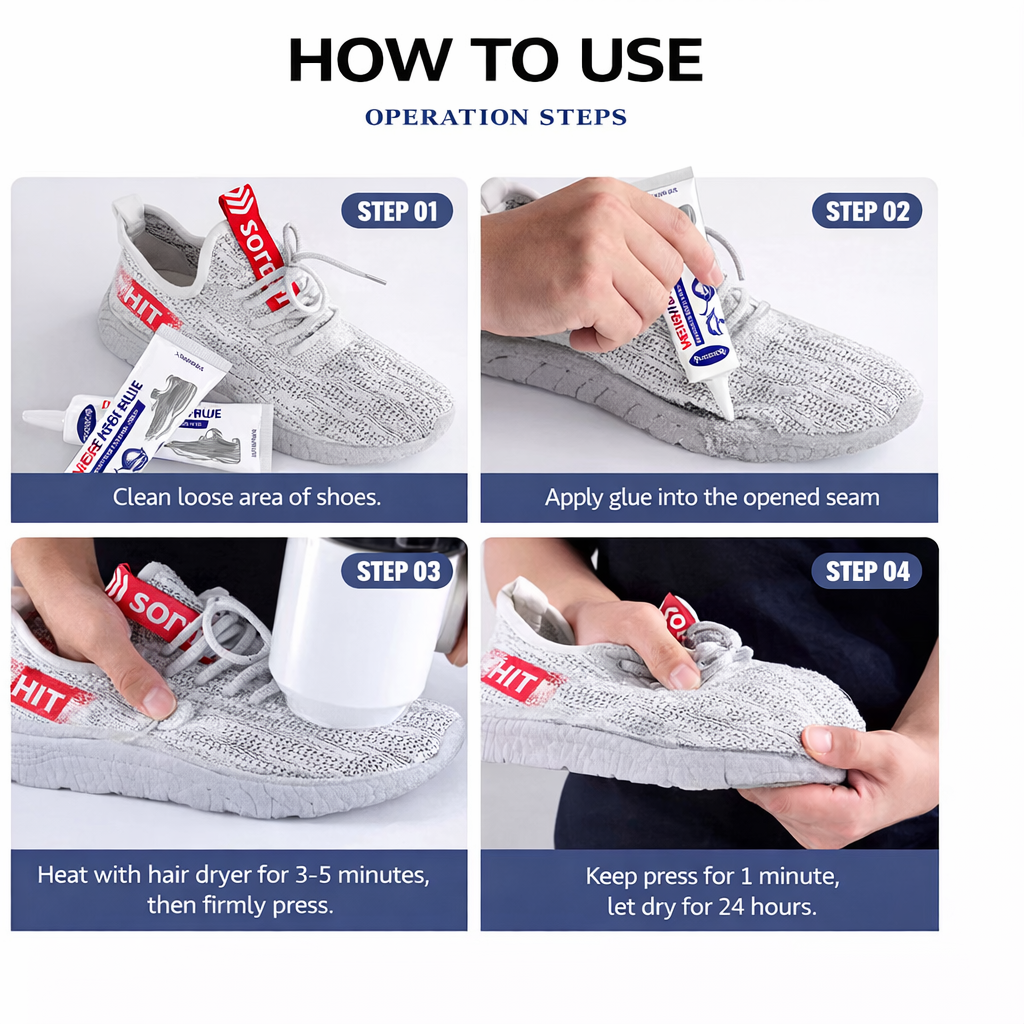 Strong Shoe Glue Waterproof Repair Adhesive, Transparent Flexible Shoe Bonding Glue for Sneakers, Leather Shoes, Soles, Heels and Fabric, Strong Hold, Non-Toxic, Won’t Yellow or Harden, Long-Lasting
