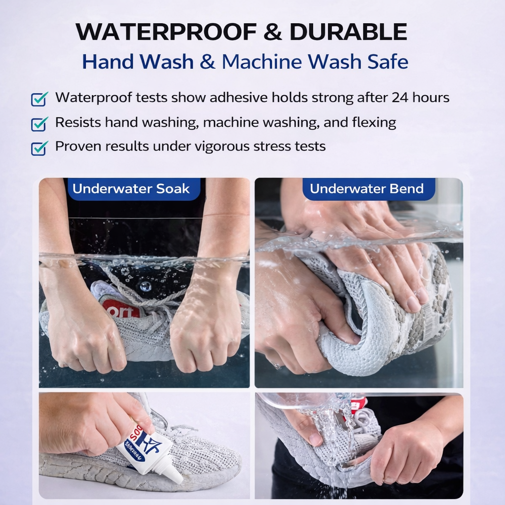 Strong Shoe Glue Waterproof Repair Adhesive, Transparent Flexible Shoe Bonding Glue for Sneakers, Leather Shoes, Soles, Heels and Fabric, Strong Hold, Non-Toxic, Won’t Yellow or Harden, Long-Lasting