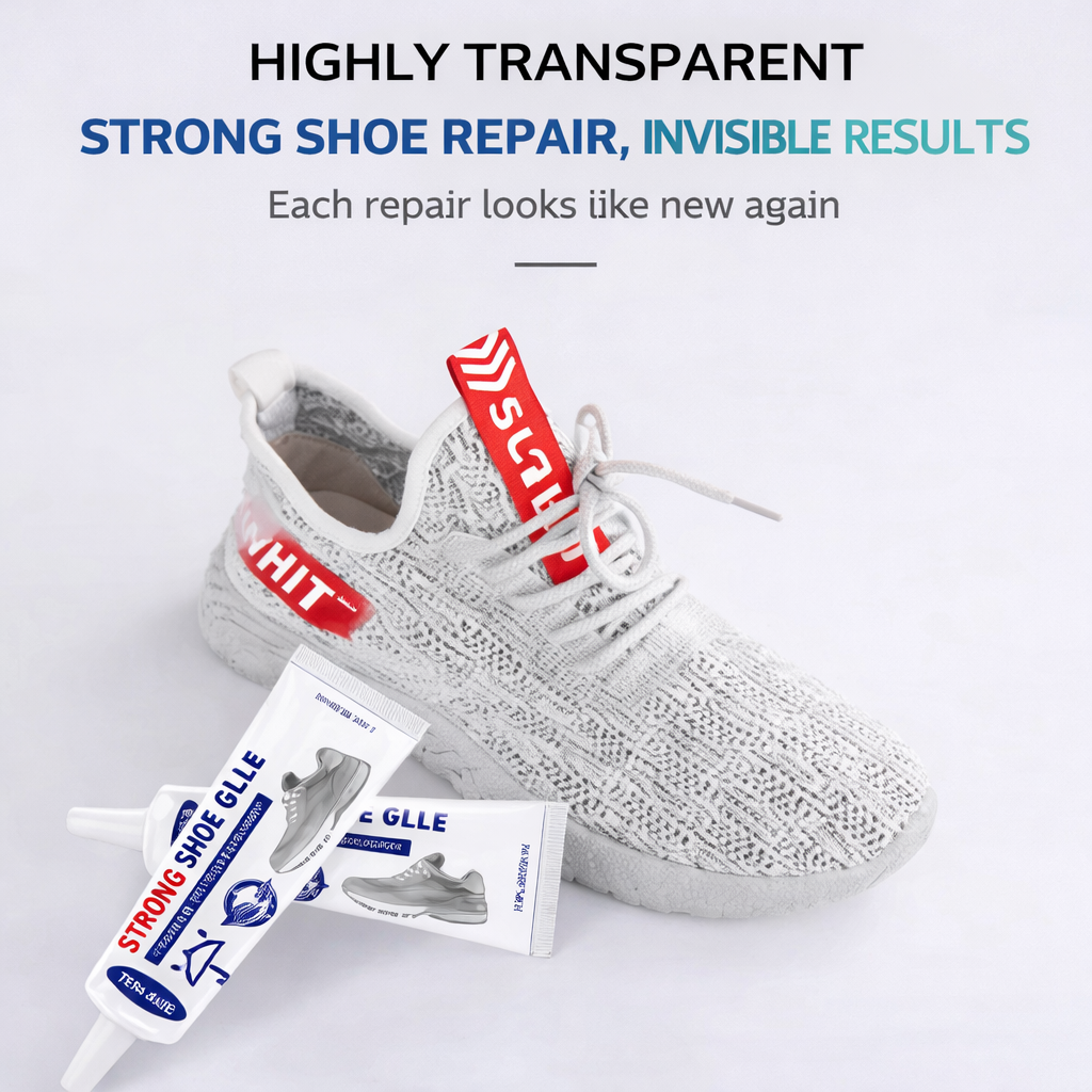 Strong Shoe Glue Waterproof Repair Adhesive, Transparent Flexible Shoe Bonding Glue for Sneakers, Leather Shoes, Soles, Heels and Fabric, Strong Hold, Non-Toxic, Won’t Yellow or Harden, Long-Lasting
