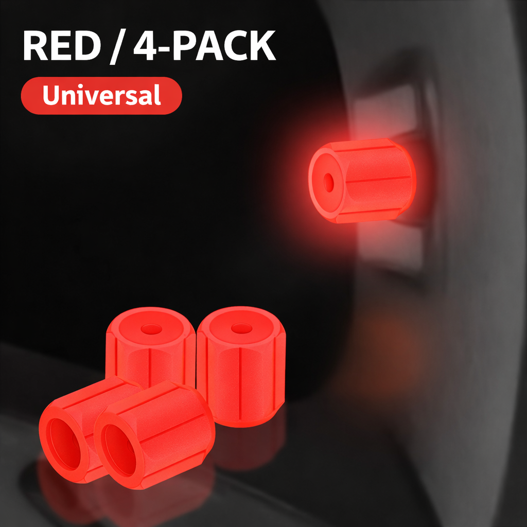 4pcs Luminous Valve Caps Fluorescent Glow in the Dark Tire Valve Stem Caps for Car, Motorcycle, Bicycle and E-Bike Wheels, Night Safety Decorative Wheel Tyre Hub Accessories