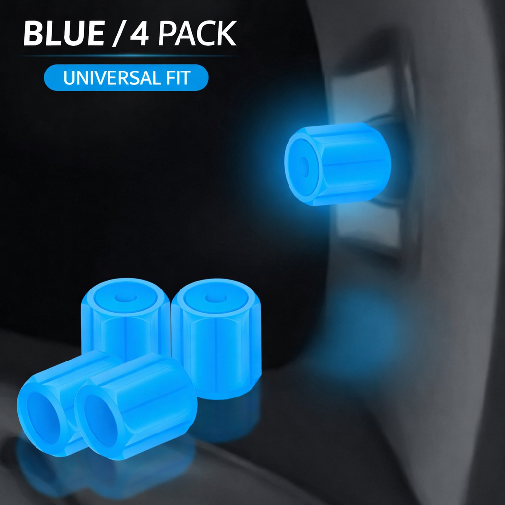 4pcs Luminous Valve Caps Fluorescent Glow in the Dark Tire Valve Stem Caps for Car, Motorcycle, Bicycle and E-Bike Wheels, Night Safety Decorative Wheel Tyre Hub Accessories