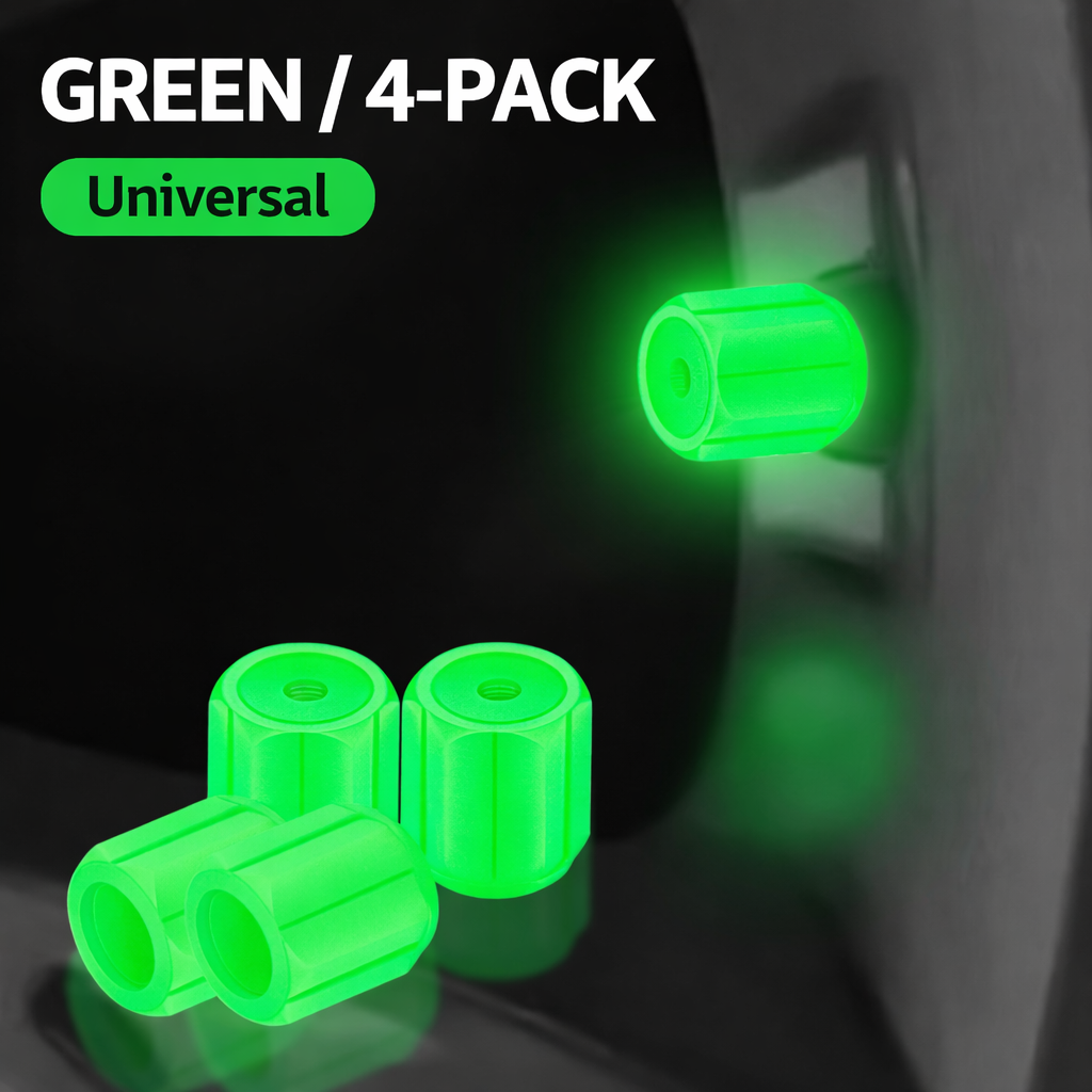 4pcs Luminous Valve Caps Fluorescent Glow in the Dark Tire Valve Stem Caps for Car, Motorcycle, Bicycle and E-Bike Wheels, Night Safety Decorative Wheel Tyre Hub Accessories