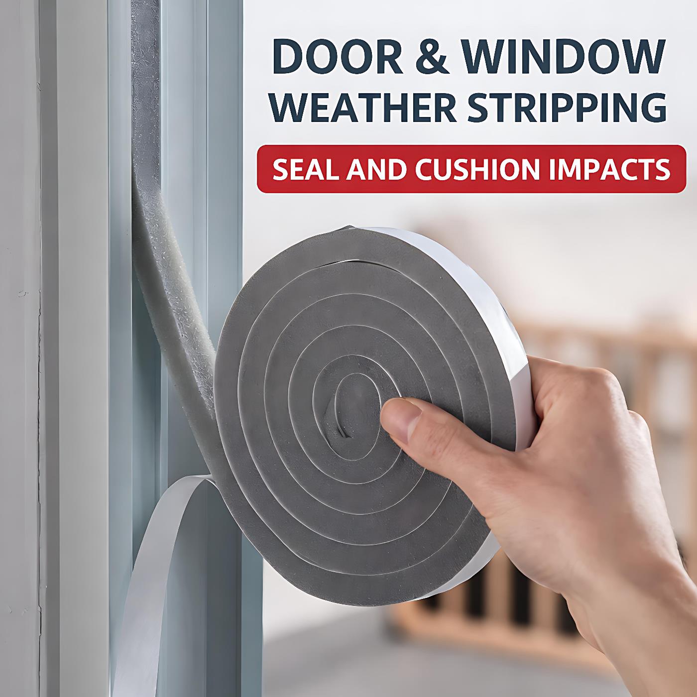 Door Window Sealing Strips Soundproof Foam Weatherstrip for Noise Insulation, Draft Excluder Bottom Seal Strip, Self-Adhesive Wind Guard for Doors and Windows, Anti-Dust, Anti-Collision, Easy Install