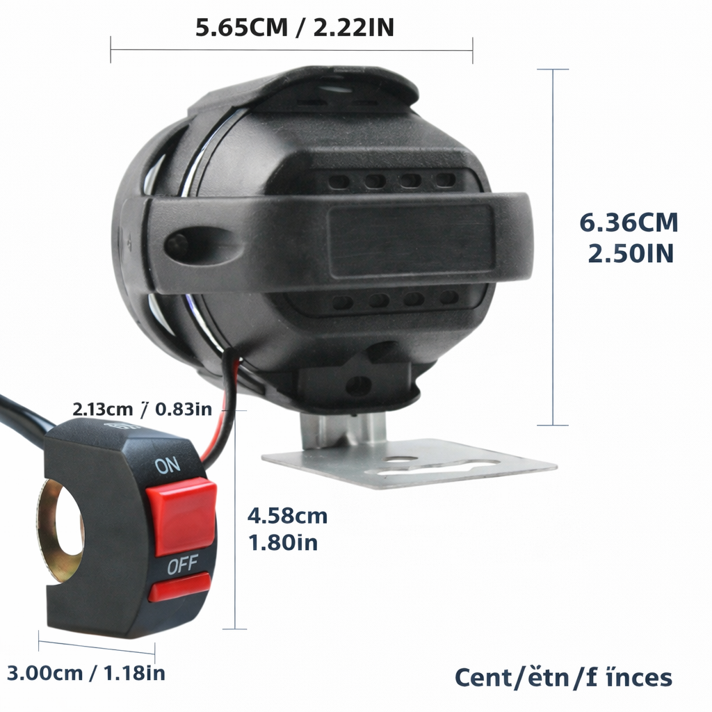 2PCS Motorcycle LED Headlights 6 LED Auxiliary Spotlights Fog Head Light Driving Lamp Set with ON/OFF Switch, High Brightness Waterproof Working Spot Lights for Motorcycles, Cars and Electric Vehicles