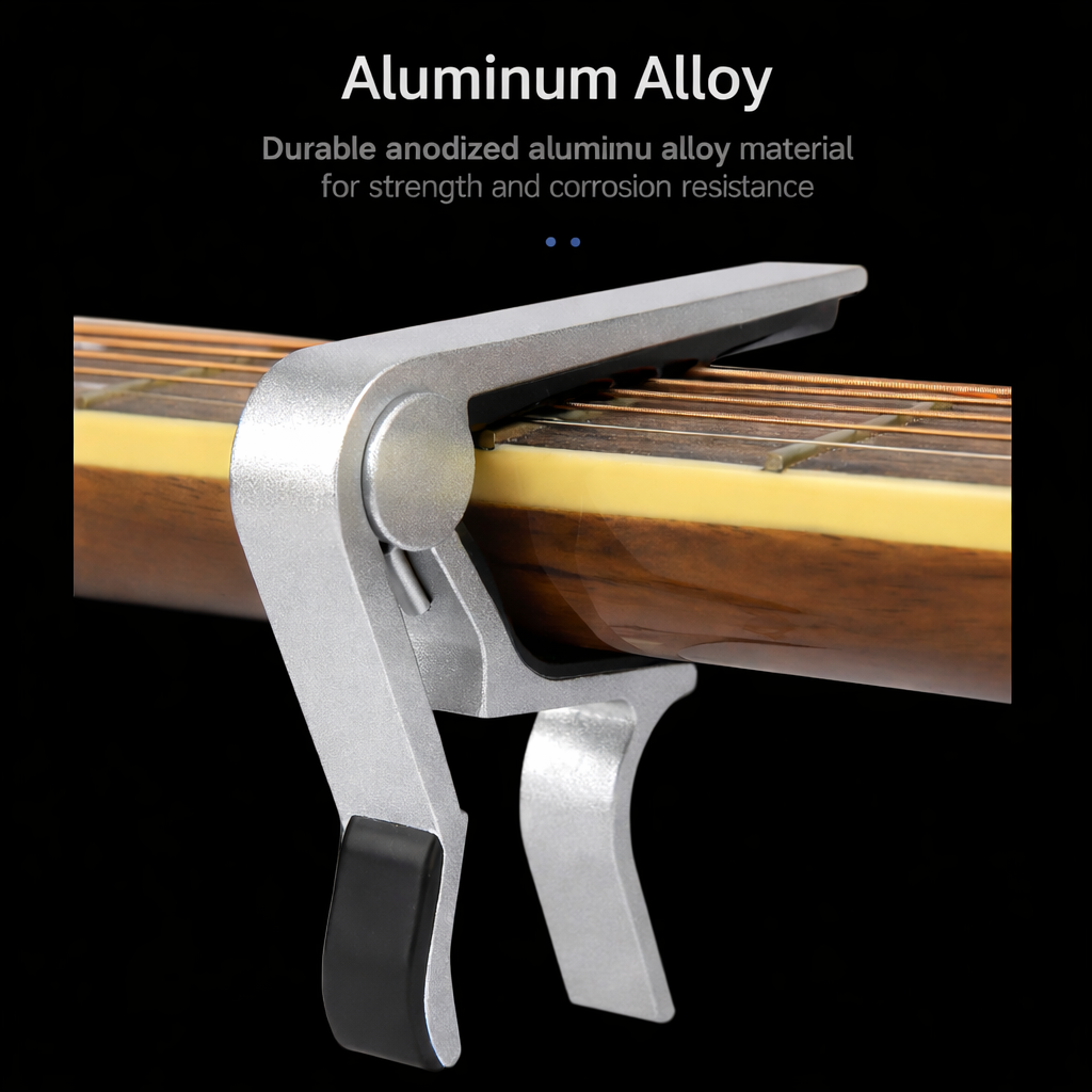 Premium Aluminum Alloy Guitar Capo with Quick Change Clamp, Strong Spring Pressure and Soft Rubber Pads for Acoustic, Electric, Classical Guitars and Ukulele, Durable Lightweight Guitar Accessories