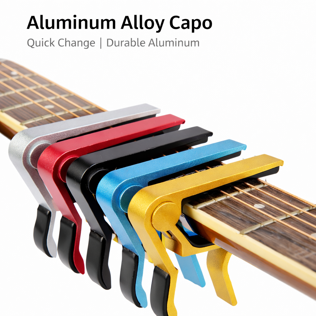 Premium Aluminum Alloy Guitar Capo with Quick Change Clamp, Strong Spring Pressure and Soft Rubber Pads for Acoustic, Electric, Classical Guitars and Ukulele, Durable Lightweight Guitar Accessories