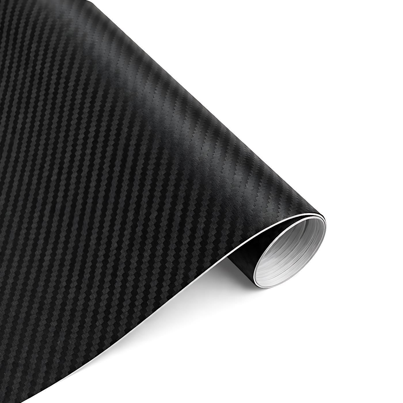 30cm x 127cm 3D Carbon Fiber Vinyl Car Wrap Sheet Roll Black, Self-Adhesive Decorative Sticker Film for Car Interior & Exterior Styling, Dashboard, Door Panels, Pillars, Console Trim and DIY Auto Cust