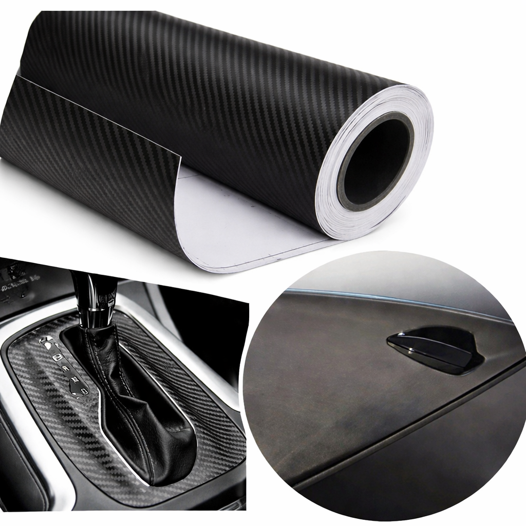 30cm x 127cm 3D Carbon Fiber Vinyl Car Wrap Sheet Roll Black, Self-Adhesive Decorative Sticker Film for Car Interior & Exterior Styling, Dashboard, Door Panels, Pillars, Console Trim and DIY Auto Cust