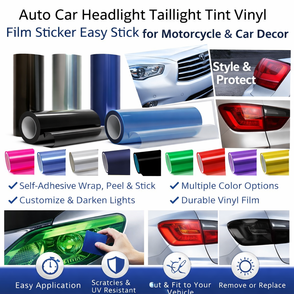 Auto Car Light Headlight Taillight Tint Vinyl Film Sticker, Easy Stick Self-Adhesive Wrap for Cars and Motorcycles, Flexible Decor Film for Styling, Protection, and Custom Exterior Appearance