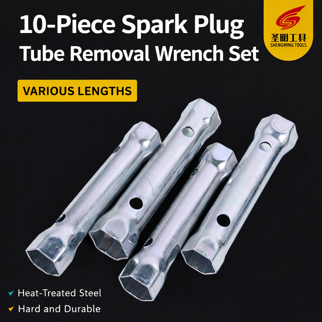 6pcs Spark Plug Spanner Socket Wrench Set, Hollow Hexagonal Socket Tools 8–17mm, Simple Hand Tool for Spark Plug Installation and Repair, Durable Steel Design for Automotive and Home Maintenance