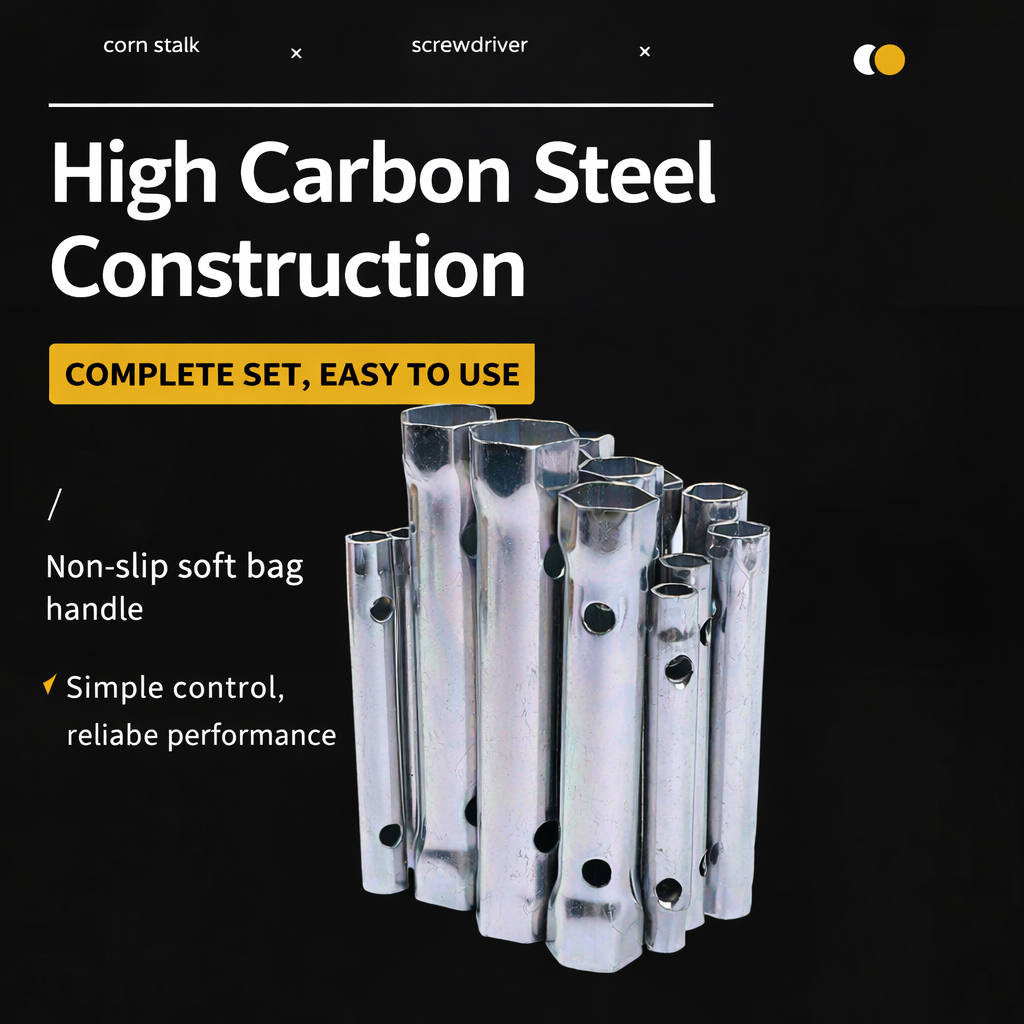 6pcs Spark Plug Spanner Socket Wrench Set, Hollow Hexagonal Socket Tools 8–17mm, Simple Hand Tool for Spark Plug Installation and Repair, Durable Steel Design for Automotive and Home Maintenance