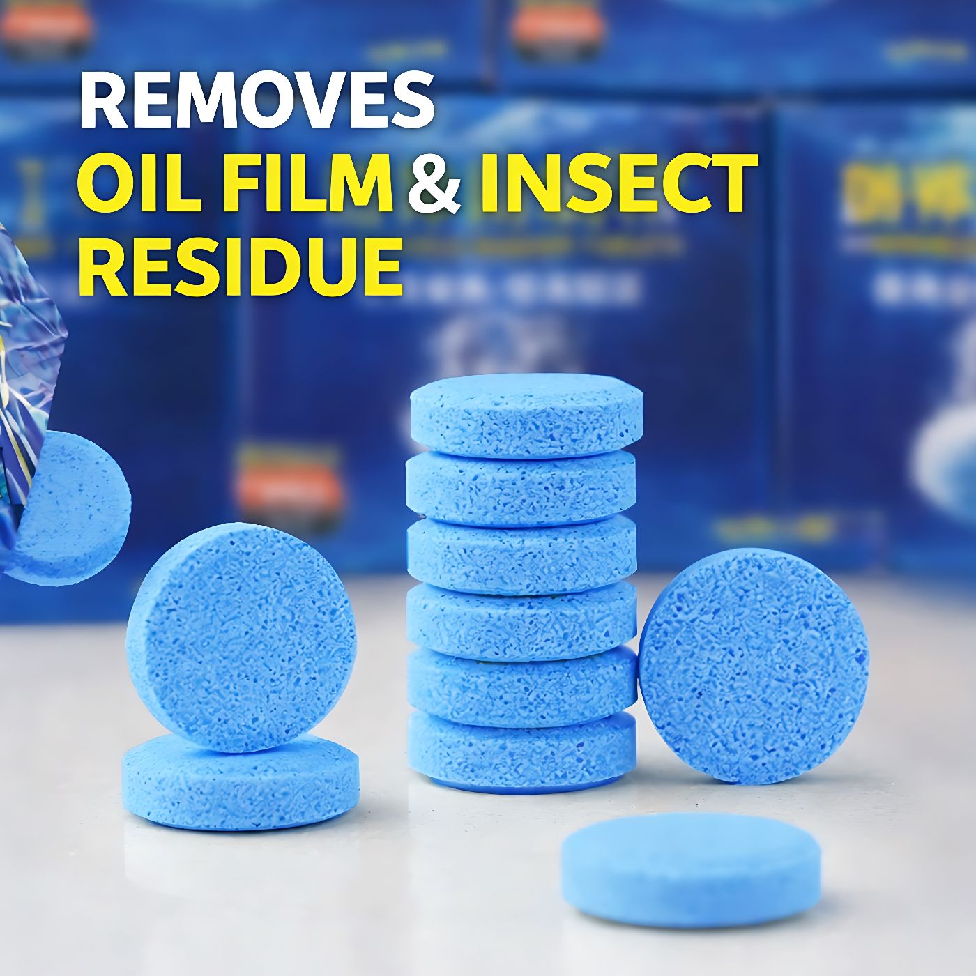 20 Pieces Car Windshield Washer Cleaning Effervescent Tablets, Concentrated Wiper Fluid Tablets Remove Oil Film, Dirt, Improve Visibility, Reduce Wiper Noise, Easy to Use,1 Tablet Makes Up to 4 Liters