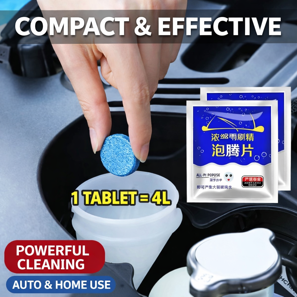20 Pieces Car Windshield Washer Cleaning Effervescent Tablets, Concentrated Wiper Fluid Tablets Remove Oil Film, Dirt, Improve Visibility, Reduce Wiper Noise, Easy to Use,1 Tablet Makes Up to 4 Liters