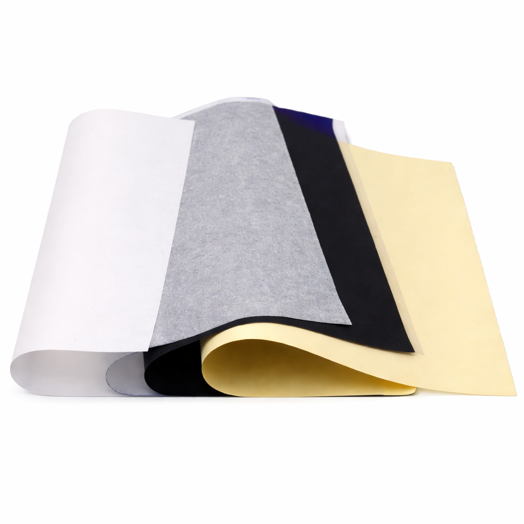 5 Pieces Tattoo Transfer Paper A4 Thermal Carbon Sheets for Tattoo Stencil Printing, Hand Drawing and Machine Use, Clear and Long-Lasting Transfer, Compatible with Thermal Printers and Manual Tracing