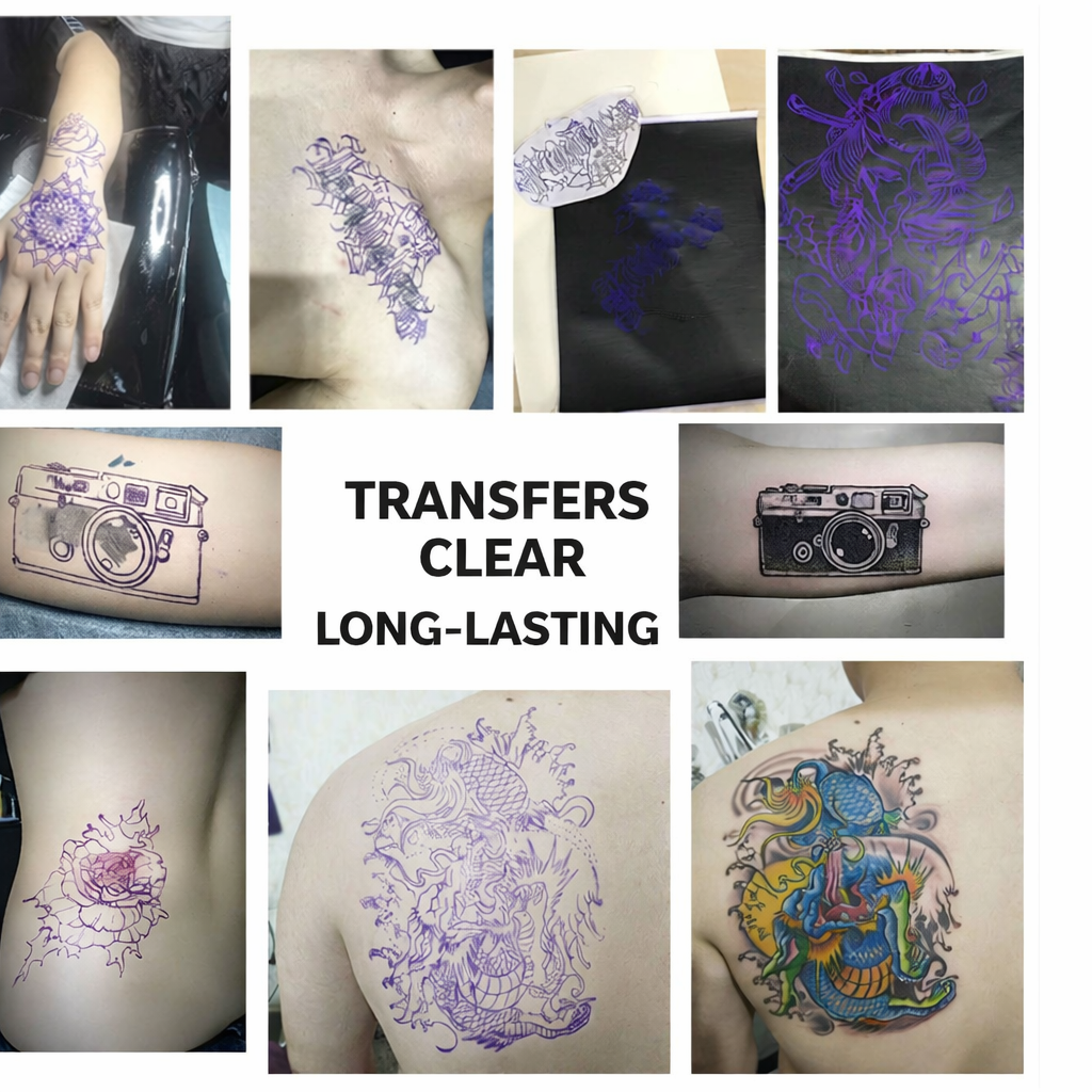 5 Pieces Tattoo Transfer Paper A4 Thermal Carbon Sheets for Tattoo Stencil Printing, Hand Drawing and Machine Use, Clear and Long-Lasting Transfer, Compatible with Thermal Printers and Manual Tracing