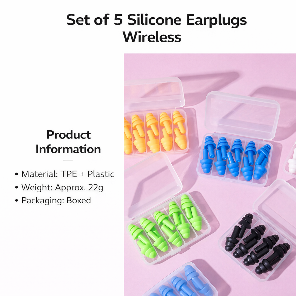 5 Pairs Soft Silicone Earplugs Anti-Noise Waterproof Ear Plugs for Sleeping, Snoring, Swimming, Learning and Noise Reduction, Comfortable Sound Insulation Ear Protectors with Storage Box, Black Color
