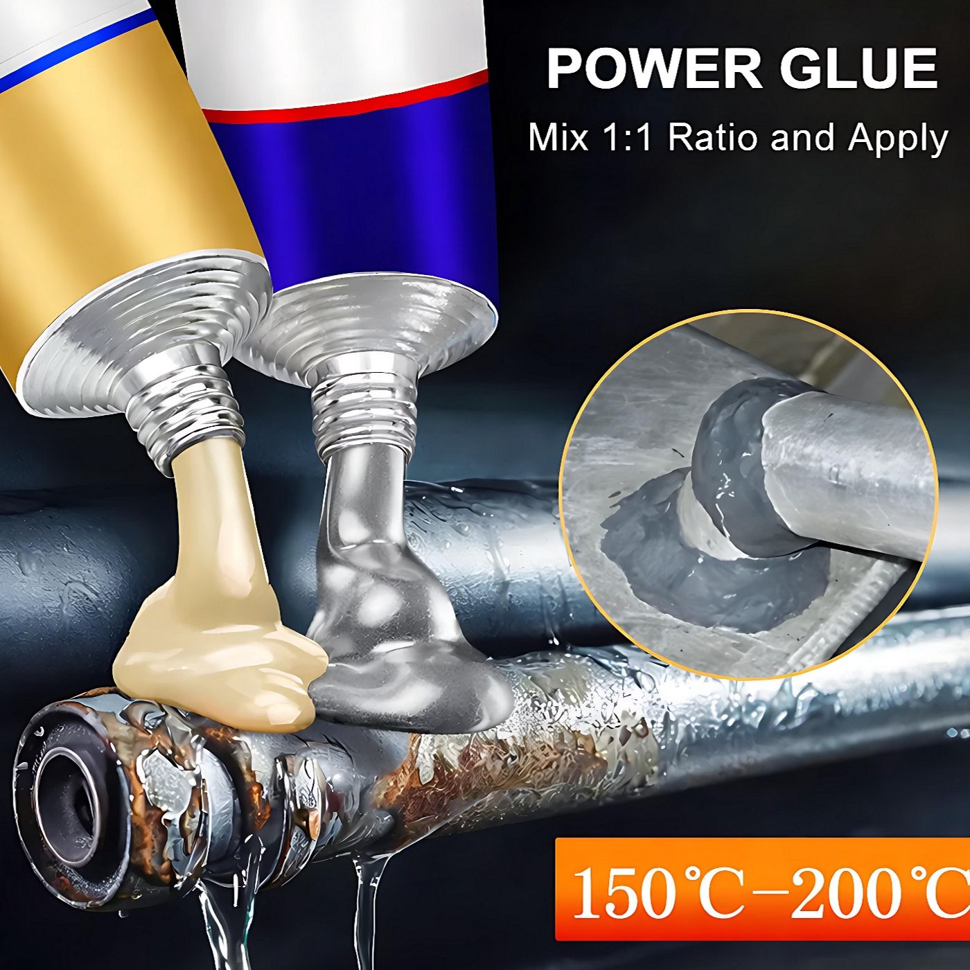 100g Strong Casting AB Glue High Strength Metal Repair Cold Welding Glue for Steel, Iron, Aluminum, Plastic, Pipe Leak Fix, Crack Filling, Industrial and Household Repair Adhesive Sealant