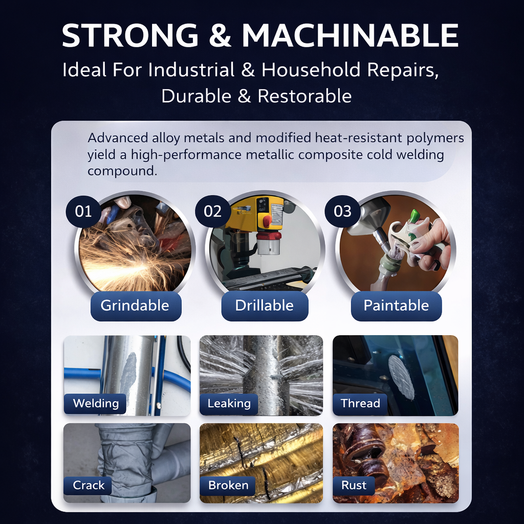100g Strong Casting AB Glue High Strength Metal Repair Cold Welding Glue for Steel, Iron, Aluminum, Plastic, Pipe Leak Fix, Crack Filling, Industrial and Household Repair Adhesive Sealant