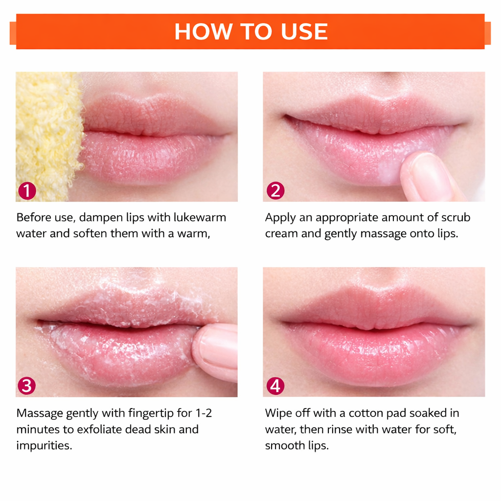 Natural Lip Scrub Cream with Avocado Oil, Honey and Shea Butter for Gentle Exfoliation, Removing Dead Skin, Deep Moisturizing, Repairing Dry Cracked Lips and Leaving Lips Soft, Smooth and Healthy Look