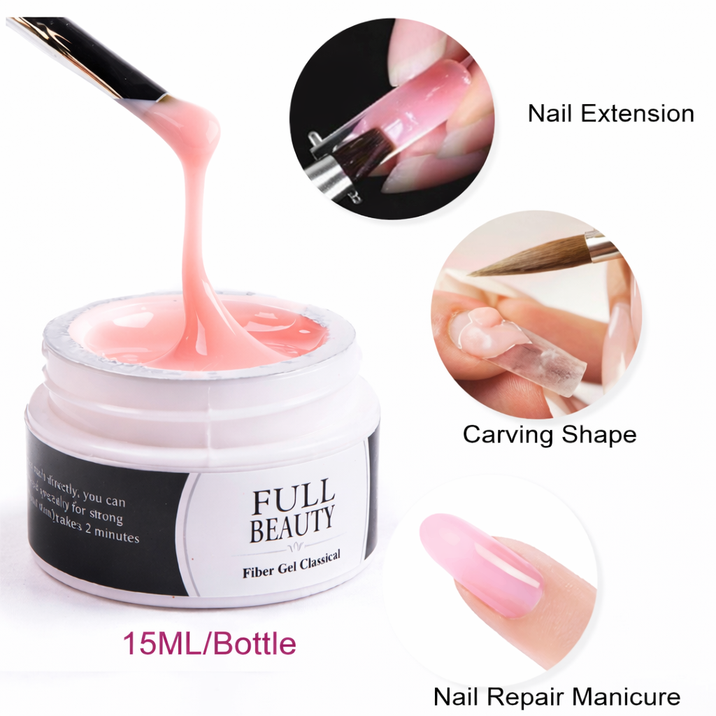 15ml Nail Extension Gel Soak Off UV LED Acrylic Gel, Clear White Builder Gel for Nail Prolong and Repair, Fiber Nail Gel for Home Nail Art, Salon Manicure Tool, Strong Adhesion and Easy Application