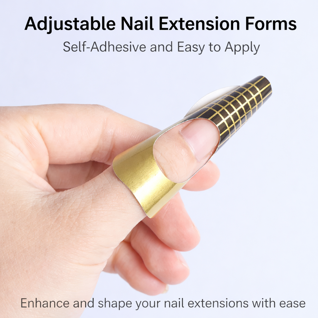 100pcs French Nail Form Tips for Acrylic and UV Gel Extension, Curl Nail Forms Builder Gel Stickers, Self-Adhesive Nail Art Guide Mold for Nail Extension, Sculpting and Professional Manicure Use