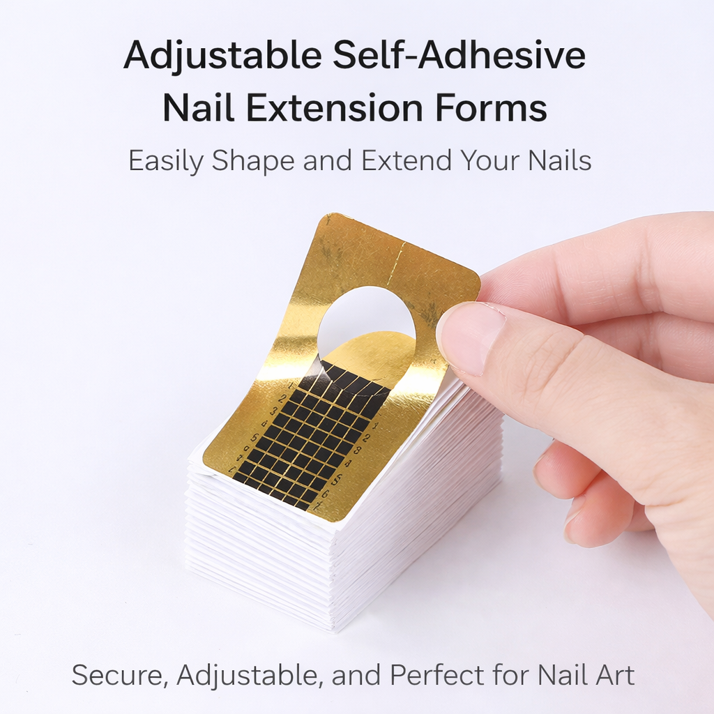100pcs French Nail Form Tips for Acrylic and UV Gel Extension, Curl Nail Forms Builder Gel Stickers, Self-Adhesive Nail Art Guide Mold for Nail Extension, Sculpting and Professional Manicure Use