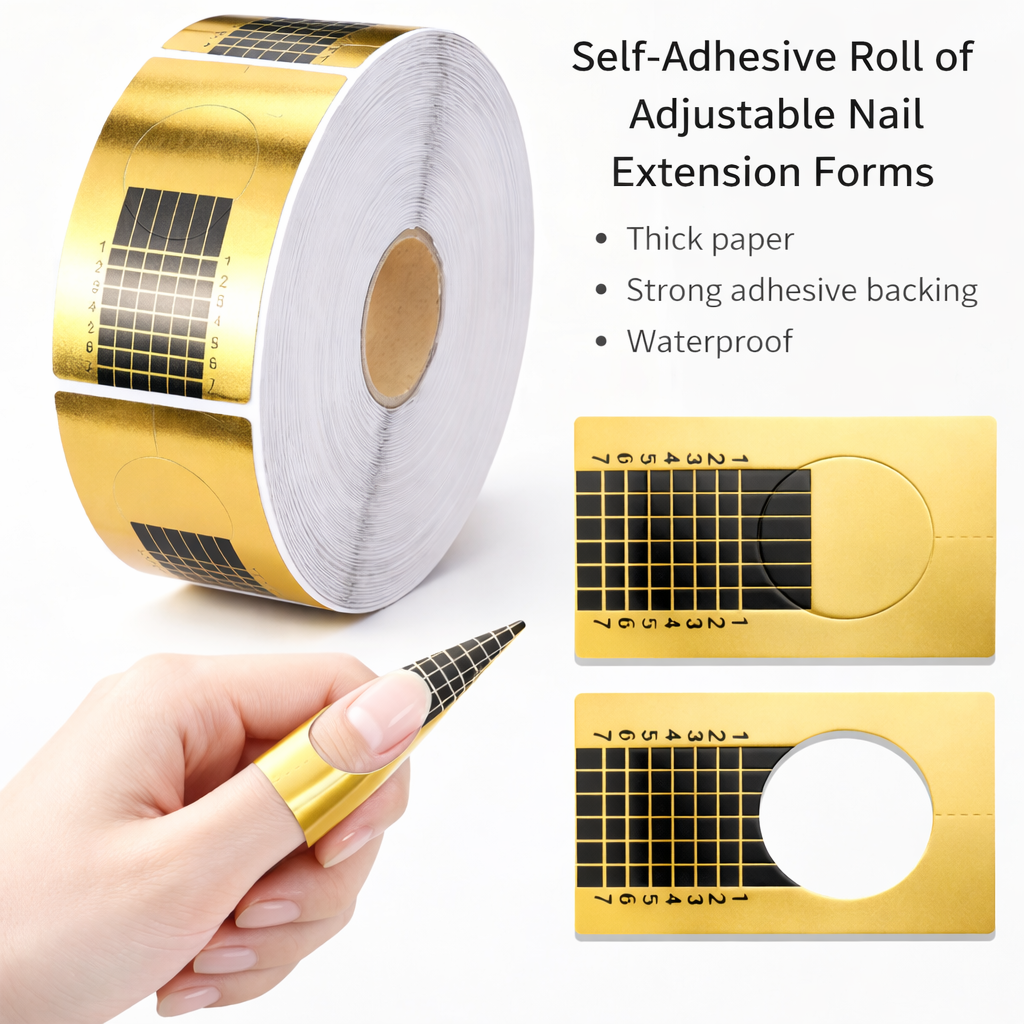 100pcs French Nail Form Tips for Acrylic and UV Gel Extension, Curl Nail Forms Builder Gel Stickers, Self-Adhesive Nail Art Guide Mold for Nail Extension, Sculpting and Professional Manicure Use