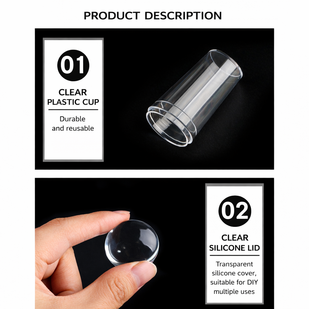 Transparent Nail Stamper with Scraper Jelly Silicone Head for French Nails Printing, Professional Nail Art Stamping Tool for Manicure Use with Stamping Plates, Easy to Clean, Clear Design, Model E0178