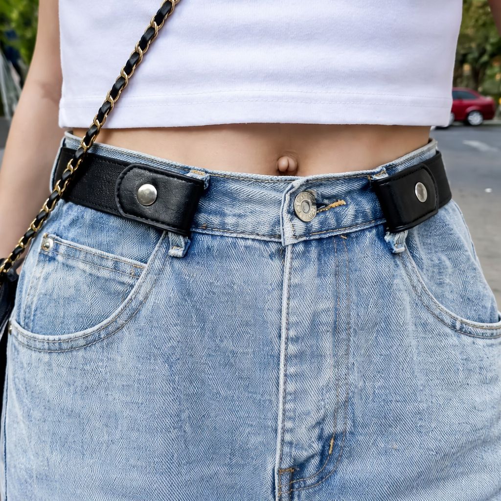 Lazy Invisible Women’s Stretch Belt, Seamless Elasticated Non-Punch Waist Belt for Jeans and Trousers, Adjustable Comfortable Waist Band, Hidden Design for Daily Wear, Casual and Office Outfits