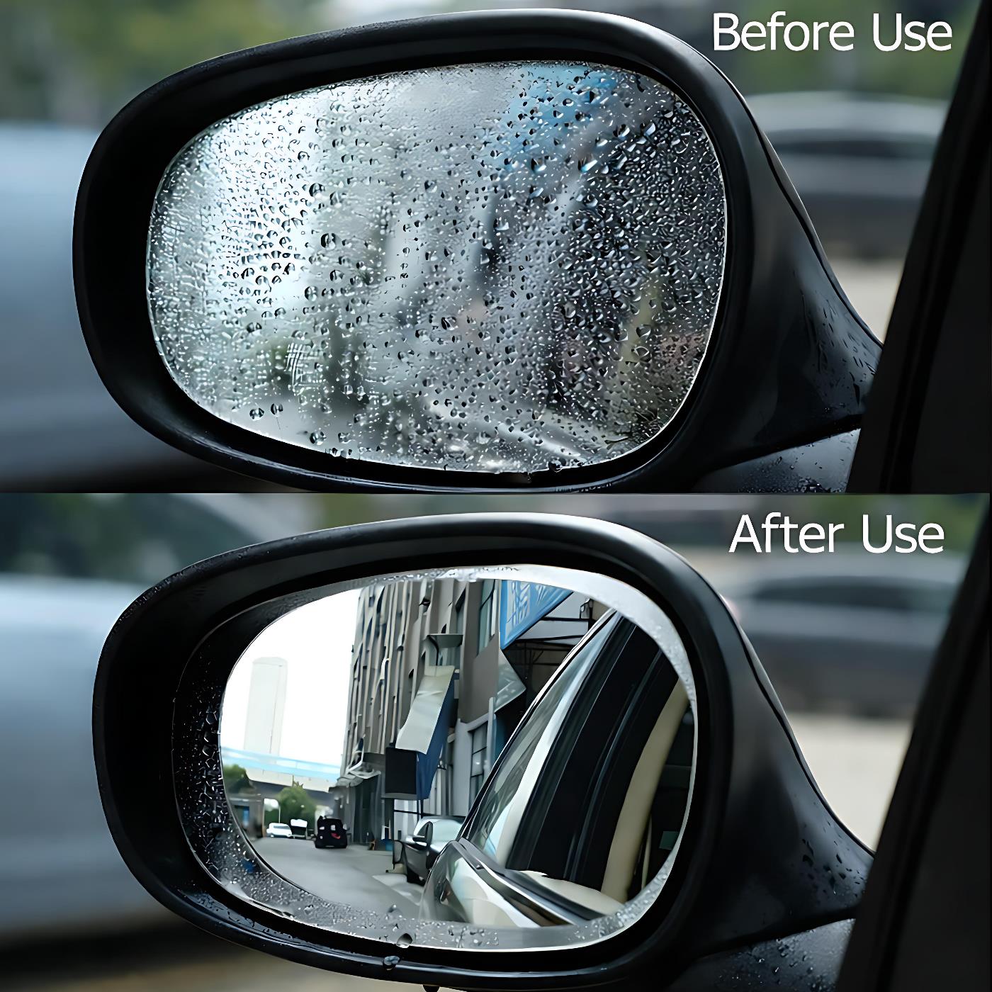 2PCS Car Rearview Mirror Protective Film, Anti-Fog and Rainproof Clear Safety Film for Side Mirrors, Hydrophobic Waterproof Coating Improves Visibility in Rain, Fog and Snow for Safer Driving