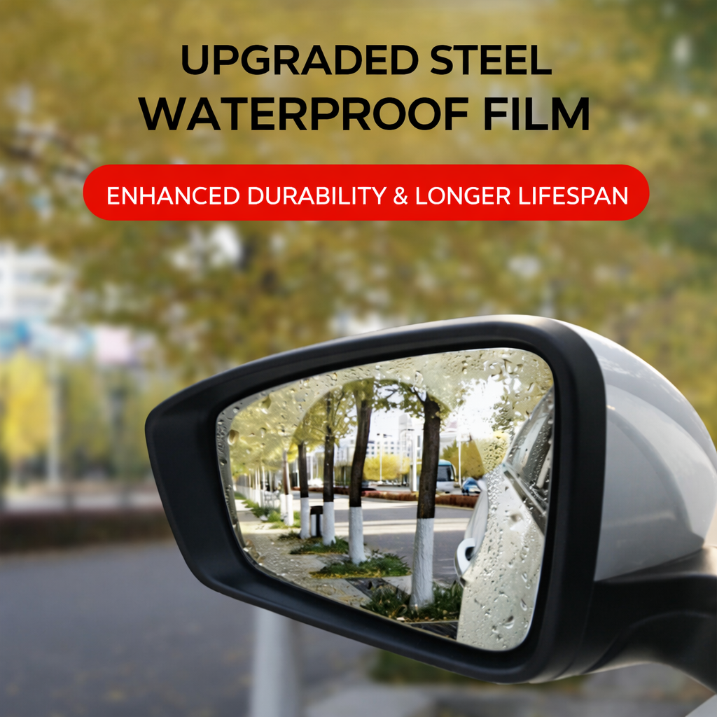 2PCS Car Rearview Mirror Protective Film, Anti-Fog and Rainproof Clear Safety Film for Side Mirrors, Hydrophobic Waterproof Coating Improves Visibility in Rain, Fog and Snow for Safer Driving