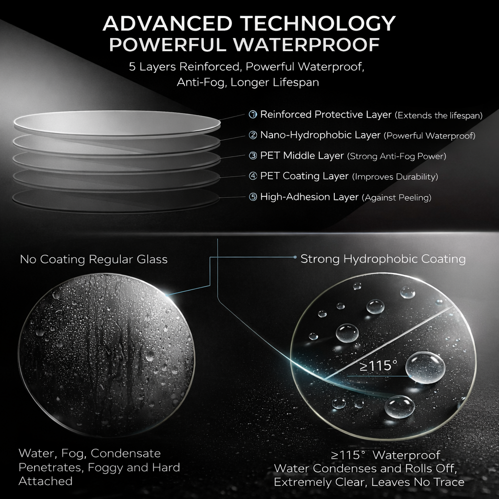 2PCS Car Rearview Mirror Protective Film, Anti-Fog and Rainproof Clear Safety Film for Side Mirrors, Hydrophobic Waterproof Coating Improves Visibility in Rain, Fog and Snow for Safer Driving