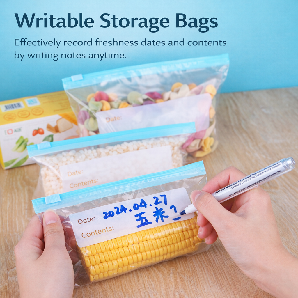 20 Pieces Reusable Zipper Freezer Storage Bags Food Grade Stand Up Ziplock Bags for Fruits Vegetables Meat Snacks Fresh Frozen Food, Leakproof Reusable Sealed Packaging Bags for Kitchen Freezer