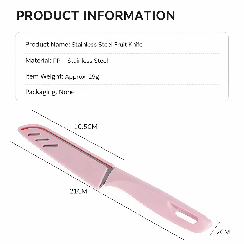 1 Piece Stainless Steel Knife with Protective Sleeve, Green Fruit and Vegetable Cutter for Home Kitchen Use, Portable Lightweight Sharp Blade Knife for Peeling, Slicing, and Everyday Food Knife Set