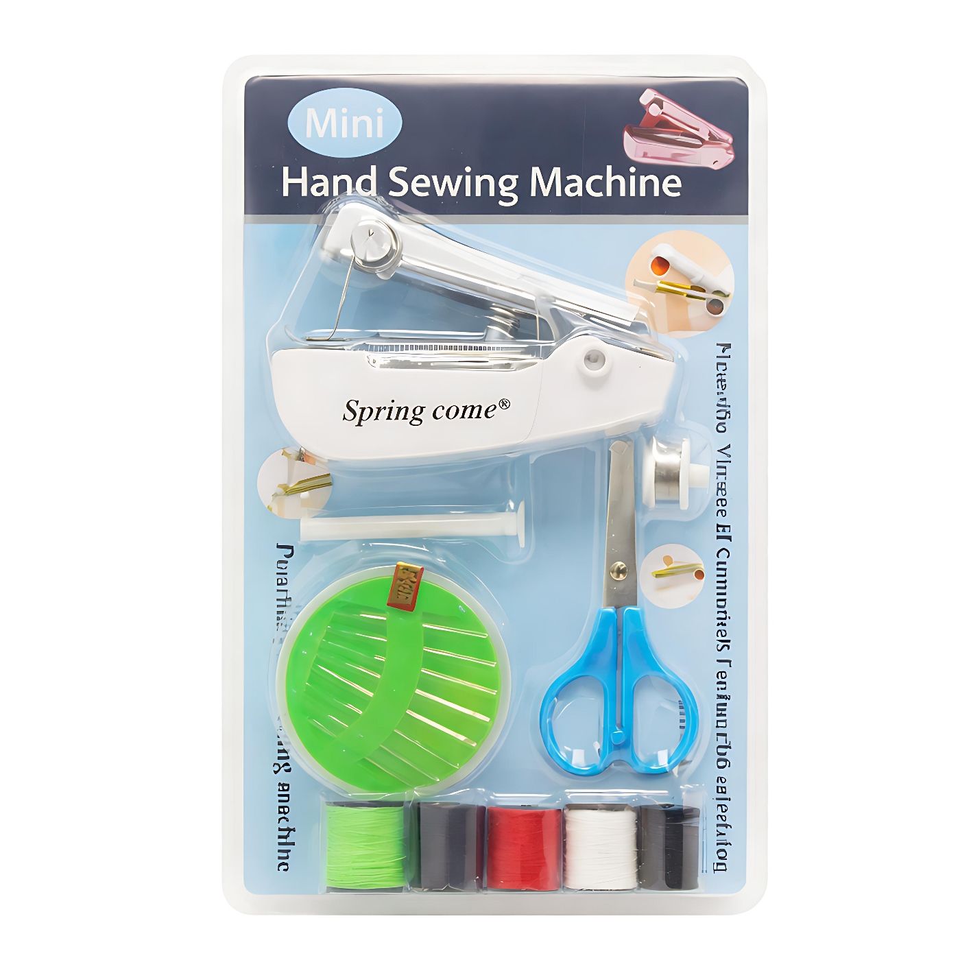 Mini Hand Sewing Machine Portable Manual Stitching Tool with Durable Metal Parts, Handheld Sewing Device for Quick Clothing Repairs, Home Use, Travel, Emergency Fixes, and DIY Sewing Projects
