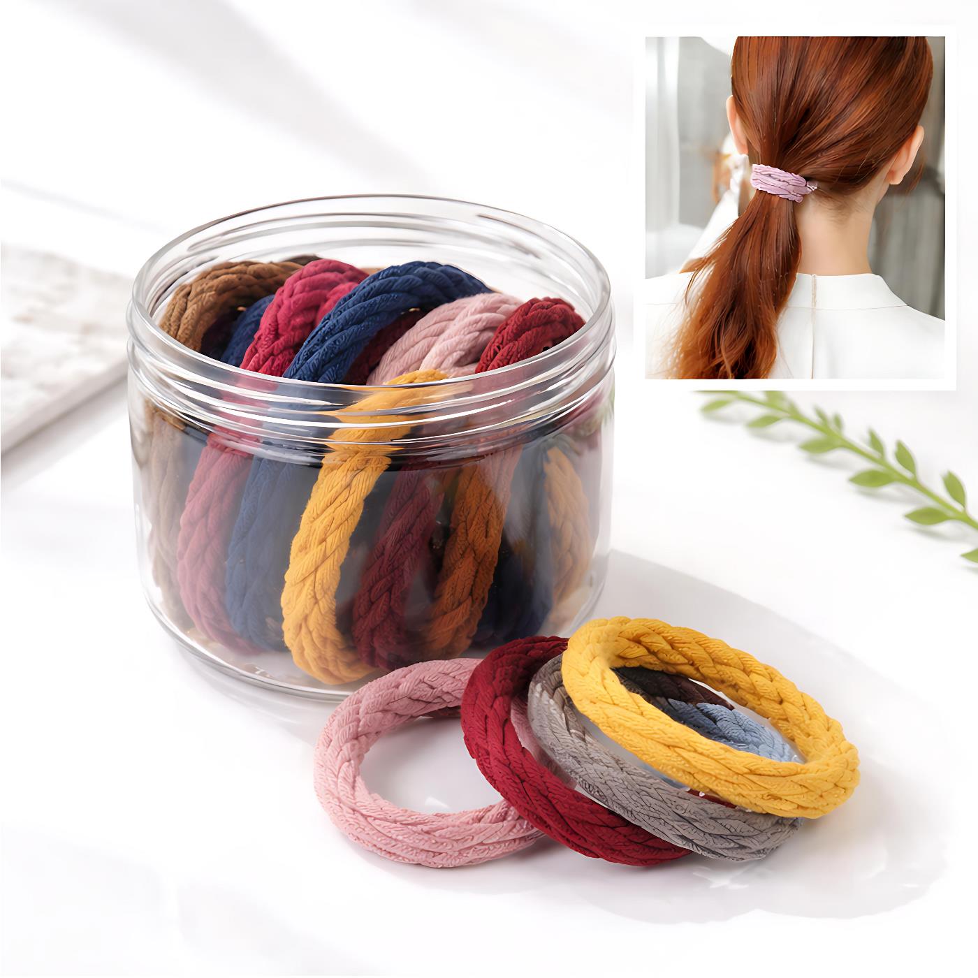 20 PCS Hair Accessories Set with High Elasticity Wave Style Hair Ties, Colorful Mix Rubber Bands for Women and Girls, Soft Stretchy Headbands for Daily Use, Ponytails, and Hairstyles