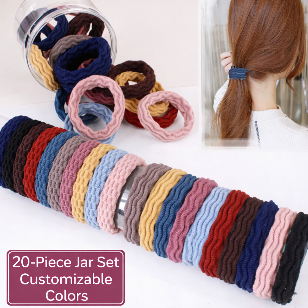 20 PCS Hair Accessories Set with High Elasticity Wave Style Hair Ties, Colorful Mix Rubber Bands for Women and Girls, Soft Stretchy Headbands for Daily Use, Ponytails, and Hairstyles
