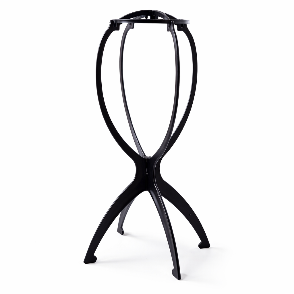 Portable Folding Plastic Wig Stand for Wigs and Hair Extensions, Stable Mannequin Head Display Holder, Lightweight Collapsible Design for Home, Salon, Travel and Storage